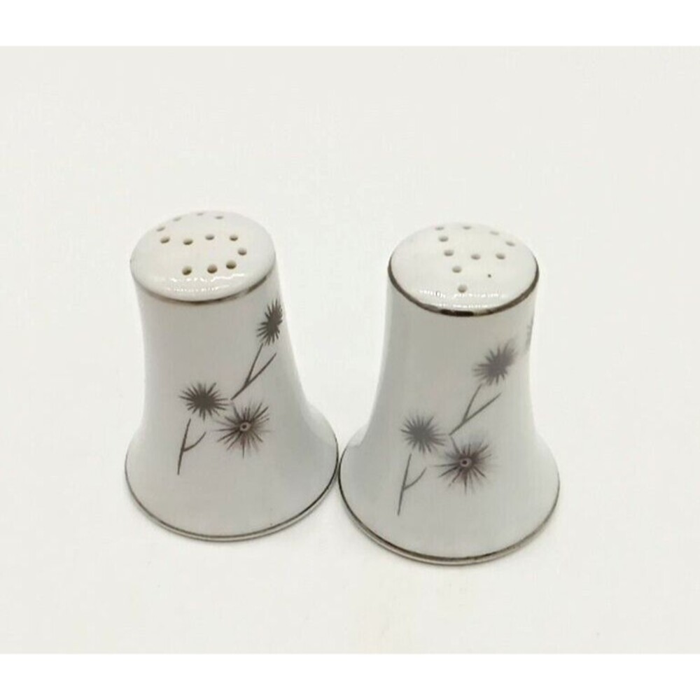 Vintage Creative Platinum Fine China Atomic Starburst Salt & Pepper Shaker Set